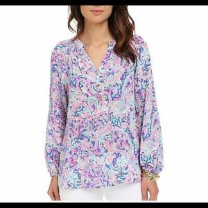 Lilly Pulitzer Elsa Silk blouse, Multi La Playa Print